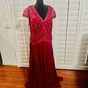 New Tadashi Shoji Red Lace Maxi Dress